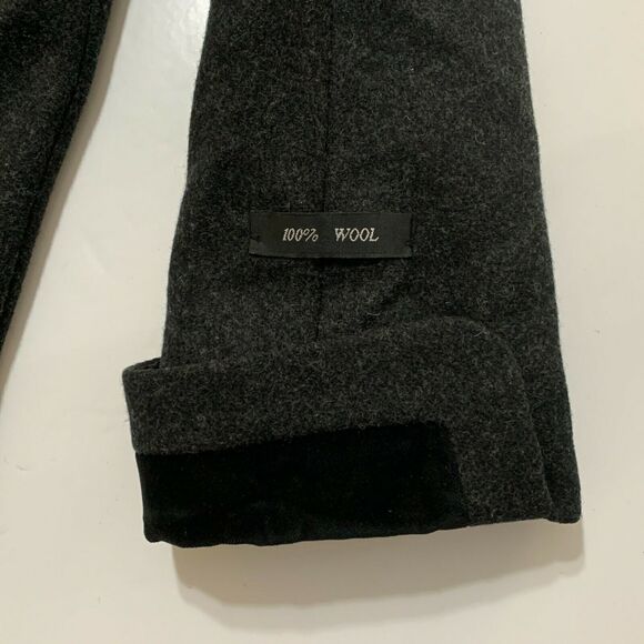 JP 1893 Missy PeaCoat Size 8 Womens Black Wool Collared Button Front Velvet Trim - Picture 10 of 12